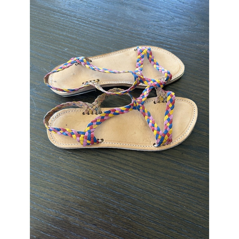 Women's Leather Sandals Size 8 Braided Hippie Bohemian‎ Vacations Beachy Flats